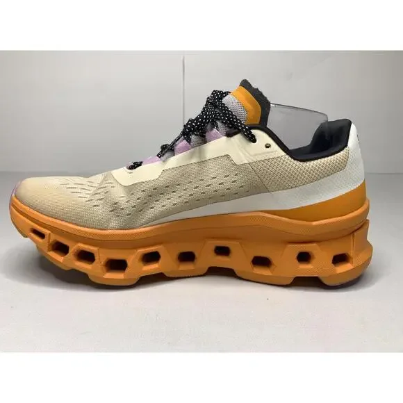 Women's ON CLOUDMONSTER Size 8.5 Fawn Turmeric Orange White Running Shoes P152 - Picture 10 of 14